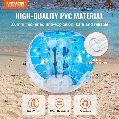 Φουσκωτή μπάλα προφυλακτήρα VEVOR 1-συσκευασία, 5FT/1,5M Body Sumo Zorb Balls για εφήβους και ενήλικες, 0,8mm πάχους PVC Human Hamster Bubble Balls για ομαδικό παιχνίδι σε εξωτερικό χώρο, παιχνίδια προφυλακτήρα Bopper για κήπο, αυλή, πάρκο