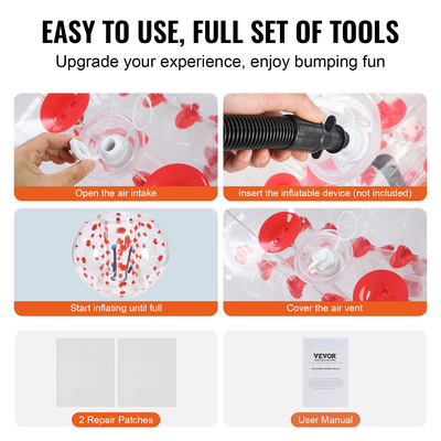 Φουσκωτή μπάλα προφυλακτήρα VEVOR 1-συσκευασία, 5FT/1,5M Body Sumo Zorb Balls για εφήβους και ενήλικες, 0,8mm πάχους PVC Human Hamster Bubble Balls για ομαδικό παιχνίδι σε εξωτερικό χώρο, παιχνίδια προφυλακτήρα Bopper για κήπο, αυλή, πάρκο