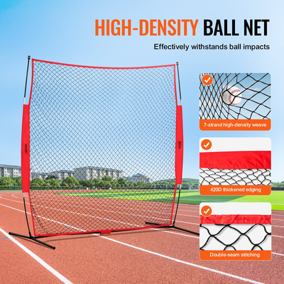 VEVOR Barricade Backstop Net, 7x7 ft Ball Sports Barrier Network, Φορητός εξοπλισμός εξάσκησης με τσάντα μεταφοράς, οθόνη προστασίας για προπόνηση χόκεϊ ποδοσφαίρου Baseball Softball Lacrosse, για Backyard