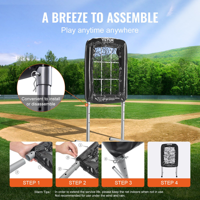 VEVOR 9 Hole Baseball Net, 21&quot;x29&quot; Softball Baseball Training Equipment for Hitting Pitching Practice, Heavy Duty Height Adjustable Trainer Aid with Strike Zone &amp; 4 Ground Stakes, για νέους ενήλικες