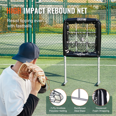 VEVOR 9 Hole Baseball Net, 28&quot;x27&quot; Softball Baseball Training Equipment for Hitting Pitching Practice, Heavy Duty Height Adjustable Trainer Aid with Strike Zone &amp; 4 Ground Stakes, για νέους ενήλικες