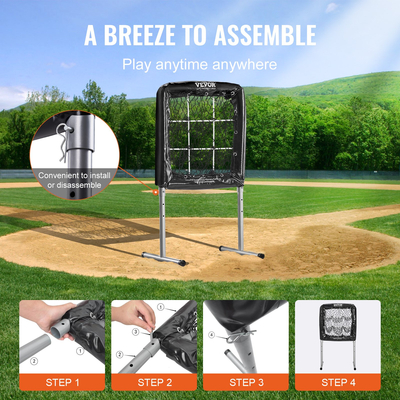 VEVOR 9 Hole Baseball Net, 28&quot;x27&quot; Softball Baseball Training Equipment for Hitting Pitching Practice, Heavy Duty Height Adjustable Trainer Aid with Strike Zone &amp; 4 Ground Stakes, για νέους ενήλικες