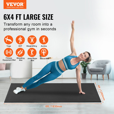 VEVOR Exercise Mat, αντιολισθητικό χαλάκι γιόγκα, γυμναστήριο, πιλάτο, γυμναστήριο (6x4 πόδια)