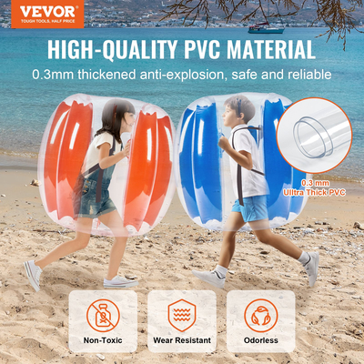 Φουσκωτές μπάλες προφυλακτήρα VEVOR 2-pack, 3FT/0,9M Body Sumo Zorb Balls για παιδιά και εφήβους, Ανθεκτικές μπάλες με φούσκα ανθρώπινου χάμστερ PVC για ομαδικό παιχνίδι σε εξωτερικούς χώρους, παιχνίδια προφυλακτήρα Bopper για παιδική χαρά, αυλή, πάρκο
