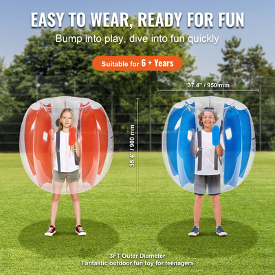 Φουσκωτές μπάλες προφυλακτήρα VEVOR 2-pack, 3FT/0,9M Body Sumo Zorb Balls για παιδιά και εφήβους, Ανθεκτικές μπάλες με φούσκα ανθρώπινου χάμστερ PVC για ομαδικό παιχνίδι σε εξωτερικούς χώρους, παιχνίδια προφυλακτήρα Bopper για παιδική χαρά, αυλή, πάρκο
