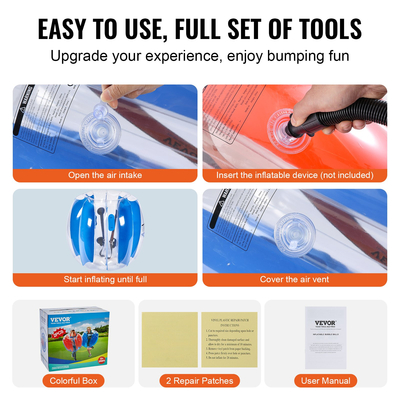 Φουσκωτές μπάλες προφυλακτήρα VEVOR 2-pack, 3FT/0,9M Body Sumo Zorb Balls για παιδιά και εφήβους, Ανθεκτικές μπάλες με φούσκα ανθρώπινου χάμστερ PVC για ομαδικό παιχνίδι σε εξωτερικούς χώρους, παιχνίδια προφυλακτήρα Bopper για παιδική χαρά, αυλή, πάρκο