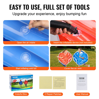 Φουσκωτές μπάλες προφυλακτήρα VEVOR 2-pack 2FT/0,6M μπάλες σούμο Zorb από PVC σώματος για παιδιά