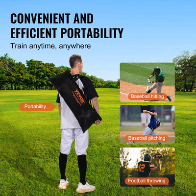 Δίχτυ ρίψης ποδοσφαίρου VEVOR 7 x 7 ft, Δίχτυ εξάσκησης στόχου ρίψης προπόνησης με 5 τσέπες στόχου, δίχτυ χωρίς κόμπους περιλαμβάνει πλαίσιο φιόγκου και φορητή θήκη μεταφοράς, Βελτίωση ακρίβειας ρίψης QB, κόκκινο