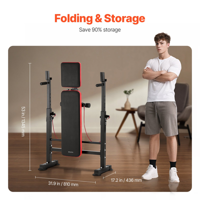 VEVOR πάγκος βαρών Sit up Πάγκος για γυμναστήριο στο σπίτι Προπόνηση δύναμης Ρυθμιζόμενο πτυσσόμενο