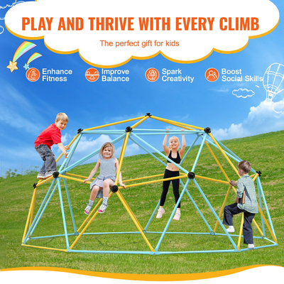 VEVOR Climbing Dome, 10FT Geometric Dome Climber Play Center για παιδιά 3 έως 10 ετών, Jungle Gym Supports 750LBS and Easy Assembly, with Climbing Grip, Outdoor Backyard Play Equipment for Children