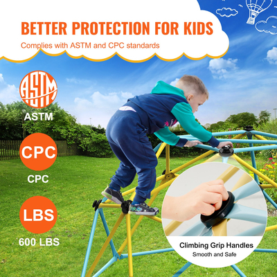 VEVOR Climbing Dome, 6FT Geometric Dome Climber Play Center για παιδιά 3 έως 9 ετών, Jungle Gym που υποστηρίζει 600LBS και Easy Assembly, με λαβή αναρρίχησης, εξοπλισμό παιχνιδιού εξωτερικού χώρου και εσωτερικού χώρου για παιδιά
