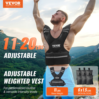 VEVOR 11-20lb Ρυθμιζόμενο γιλέκο με βάρος για άνδρες Γυναίκες Προπόνηση δύναμης τρέξιμο