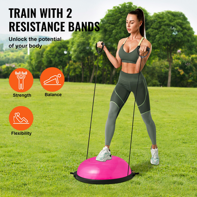 VEVOR 26&quot; Half Exercise Ball Trainer Yoga Balance Stability Band Resistance Ball