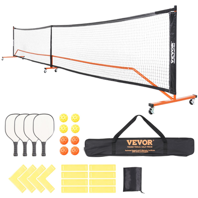 Σετ διχτυών VEVOR Pickleball, φορητό σύστημα Pickleball με ρυθμιζόμενο μέγεθος 22 FT με τσάντες, μπάλες, κουπιά, τροχούς και γραμμές γηπέδου, μεταλλικό πλαίσιο ανθεκτικό στις καιρικές συνθήκες &amp; δίχτυ PE, για υπαίθριο δρόμο πίσω αυλής