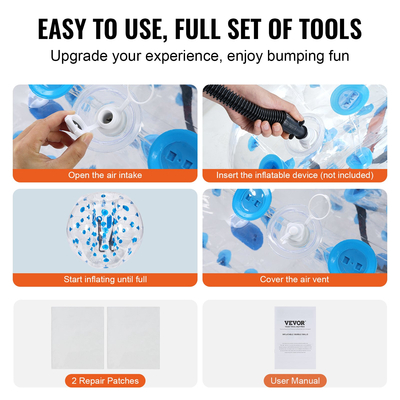 Φουσκωτές μπάλες προφυλακτήρα VEVOR 2-συσκευασία, 4FT/1,2M Body Sumo Zorb Balls for Teen, πάχους 0,8mm PVC Human Hamster Bubble Balls για ομαδικό παιχνίδι σε εξωτερικό χώρο, παιχνίδια προφυλακτήρα Bopper για κήπο, αυλή, πάρκο