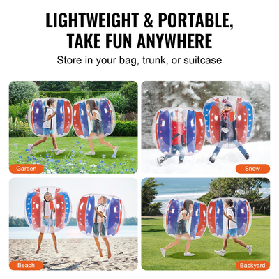 Φουσκωτές μπάλες προφυλακτήρα VEVOR 2-συσκευασία, 4 FT/1,2M Body Sumo Zorb Balls για παιδιά και εφήβους, Ανθεκτικές μπάλες με φούσκα ανθρώπινου χάμστερ PVC για ομαδικό παιχνίδι σε εξωτερικό χώρο, παιχνίδια προφυλακτήρα Bopper για παιδική χαρά, αυλή, πάρκο