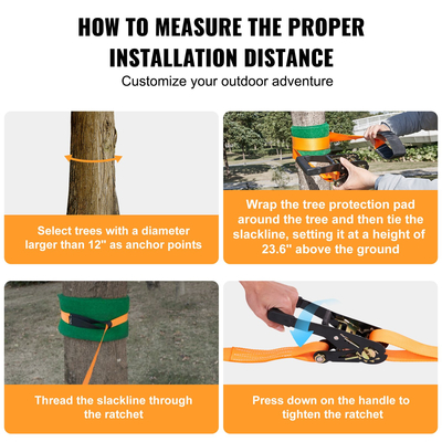 Κιτ VEVOR Slackline με γραμμή προπόνησης, εξοπλισμός 60 ποδιών Backyard Slack Line, Εύκολη εγκατάσταση Σφιχτό σχοινί για ενήλικες για παιδιά, πλήρες σετ Slackline με προστατευτικά δέντρων, γυμναστής βραχιόνων, τσάντα μεταφοράς και οδηγίες