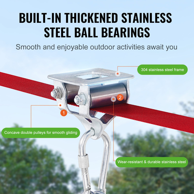 Κιτ Zipline VEVOR για παιδιά και ενήλικες, κιτ φερμουάρ 65 ποδιών έως 500 λίβρες, φερμουάρ Γρήγορης ρύθμισης εξωτερικού χώρου πίσω αυλή, Ψυχαγωγία παιδικής χαράς με φερμουάρ, νάιλον ζώνη ασφαλείας, κάθισμα και τιμόνι