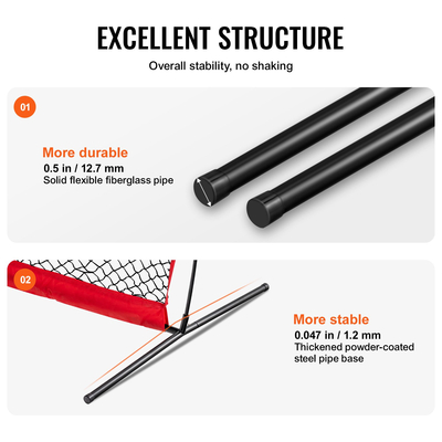 VEVOR I Screen Baseball για Batting Cage, 7x4 ft Baseball &amp; Softball Screen Safety, Body Protector Φορητή οθόνη κτυπήματος με Carry Bag &amp; Ground Stakes, Baseball Pitching Net for Pitchers Protection