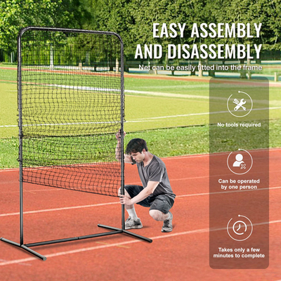VEVOR I Screen Baseball για Batting Cage, 7x4 ft Baseball Softball Screen Safety, Body Protector Φορητή οθόνη κτύπημα με τσάντα μεταφοράς και πάσσαλοι εδάφους, Heavy Duty Pitching Net for Pitchers Protection