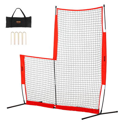 VEVOR L Screen Baseball για Batting Cage, 7x7 ft Baseball &amp; Softball Screen Safety, Body Protector Φορητή οθόνη κτύπημα με τσάντα μεταφοράς &amp; πασσάλους εδάφους, δίχτυ μπέιζμπολ για προστασία pitchers