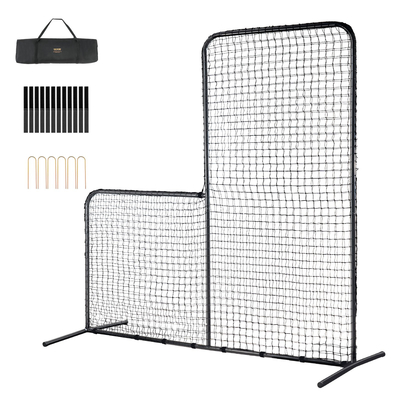 VEVOR L Screen Baseball για Batting Cage, 7x7 ft Baseball Softball Screen Safety, Body Protector Φορητή οθόνη κτύπημα με τσάντα μεταφοράς και πάσσαλοι εδάφους, Heavy Duty Pitching Net for Pitchers Protection
