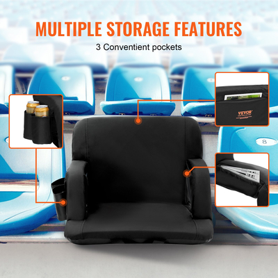 VEVOR 2 Pack Υποστήριξη Πλάτης Σταδίου Φαρδιά Φορητή Ανακλινόμενη Καρέκλα Λευκαντικής