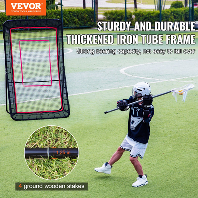 VEVOR Lacrosse Rebounder για Backyard, 4x7 Ft Volleyball Bounce Back Net, Pitchback Throwback Baseball Softball Return Training Screen, Ρυθμιζόμενη γωνία σκοποβολής Πρακτική Τείχος προπόνησης με στόχο