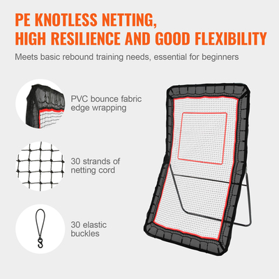 VEVOR Lacrosse Rebounder για Backyard, 4x7 Ft Volleyball Bounce Back Net, Pitchback Throwback Baseball Softball Return Training Screen, Ρυθμιζόμενη γωνία σκοποβολής Πρακτική Τείχος προπόνησης με στόχο