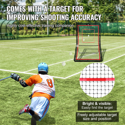 VEVOR Lacrosse Rebounder για Backyard, 5x7 Ft Volleyball Bounce Back Net, Pitchback Throwback Baseball Softball Return Training Screen, Ρυθμιζόμενη γωνία σκοποβολής Πρακτική Τείχος προπόνησης με στόχο