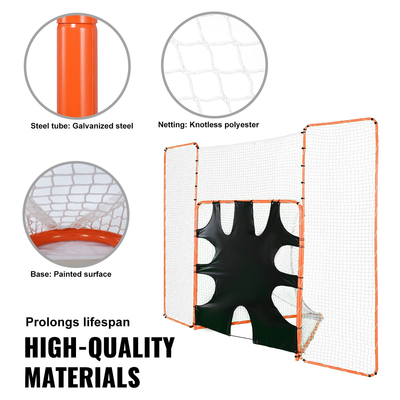 VEVOR 3-IN-1 Lacrosse Goal with Backstop and Target, 12&#039; x 9&#039; Lacrosse Net, Steel Frame Backyard Lacrosse Rebounder Equipment, Γρήγορη και εύκολη εγκατάσταση εκπαιδευτικό δίχτυ, ιδανικό για προπόνηση ενηλίκων νέων, πορτοκαλί