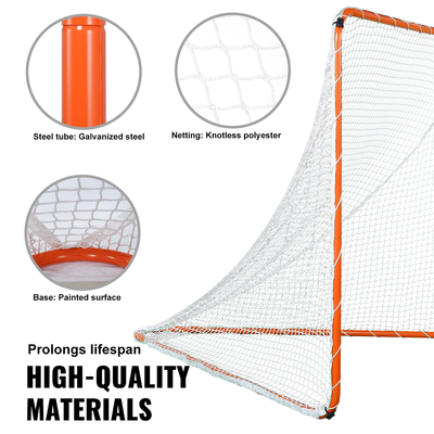VEVOR Lacrosse Goal, 6&#039; x 6&#039; Lacrosse Net, Steel Frame Backyard Training Lacrosse Equipment, Portable Lacrosse Goal with Carry Bag, Γρήγορη και εύκολη εγκατάσταση, Τέλειο για προπόνηση ενηλίκων νέων, Πορτοκαλί