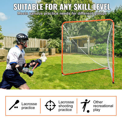 VEVOR Lacrosse Goal, 6&#039; x 6&#039; Lacrosse Net, Steel Frame Backyard Training Lacrosse Equipment, Portable Lacrosse Goal with Carry Bag, Γρήγορη και εύκολη εγκατάσταση, Τέλειο για προπόνηση ενηλίκων νέων, Πορτοκαλί
