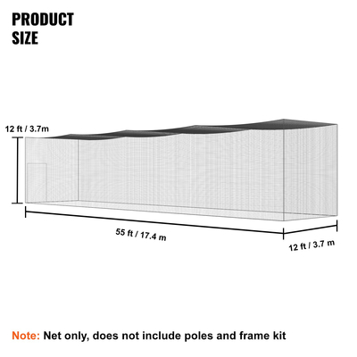 VEVOR δίχτυ μπέιζμπολ, επαγγελματικό δίχτυ προπόνησης για χτύπημα μπέιζμπολ σόφτμπολ, πρακτική φορητό δίχτυ κλουβιού ρίψης με πόρτα &amp; τσάντα μεταφοράς, βαρέως τύπου κλειστό δίχτυ PE, 55 FT (ΜΟΝΟ ΔΙΧΤΥ)