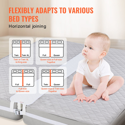 VEVOR Bed Bridge Μετατροπέας King Kit Μεταλλική πόρπη και τσάντα αποθήκευσης 75&quot; L x 10&quot; W