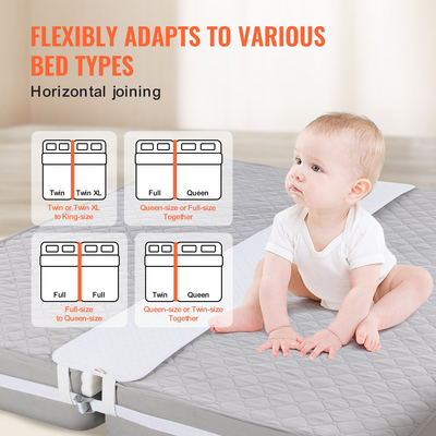 VEVOR Bed Bridge Κιτ σύνδεσης κρεβατιού king size Μεταλλική πόρπη και τσάντα αποθήκευσης 80&quot; L x 12&quot; W