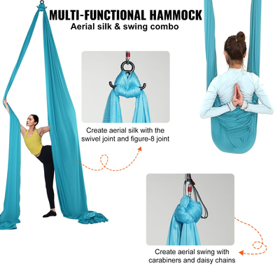 VEVOR Aerial Silk &amp; Yoga Swing, 11 Yards, Aerial Yoga Hammock Kit με νάιλον ύφασμα 100gsm, Full Rigging Hardware &amp; Easy Set-up Guide, Antigravity Flying for All Levels Fitness Bodybuilding, Blue