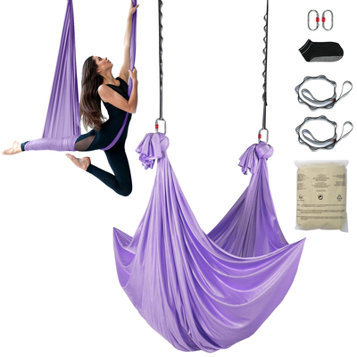 VEVOR Aerial Yoga Hammock &amp; Swing, 4,4 Yards, Yoga Starter Kit με 100gsm Nylon Fabric, Full Rigging Hardware και Easy Set-up Guide, Antigravity Flying for All Levels Fitness Bodybuilding, Purple