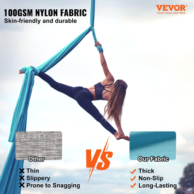 VEVOR Aerial Yoga Hammock &amp; Swing, 5,5 Yards, Aerial Yoga Starter Kit με 100gsm Nylon Fabric, Full Rigging Hardware &amp; Easy Set-up Guide, Antigravity Flying for All Levels Fitness Bodybuilding, Blue