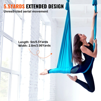VEVOR Aerial Yoga Hammock &amp; Swing, 5,5 Yards, Aerial Yoga Starter Kit με 100gsm Nylon Fabric, Full Rigging Hardware &amp; Easy Set-up Guide, Antigravity Flying for All Levels Fitness Bodybuilding, Blue