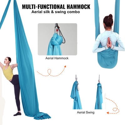 VEVOR Aerial Yoga Hammock &amp; Swing, 5,5 Yards, Aerial Yoga Starter Kit με 100gsm Nylon Fabric, Full Rigging Hardware &amp; Easy Set-up Guide, Antigravity Flying for All Levels Fitness Bodybuilding, Blue