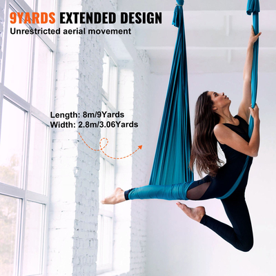 VEVOR Aerial Silk &amp; Yoga Swing, 8,7 Yards, Aerial Yoga Hammock Kit με 100gsm Nylon Fabric, Full Rigging Hardware &amp; Easy Set-up Guide, Antigravity Flying for All Levels Fitness Bodybuilding, Green