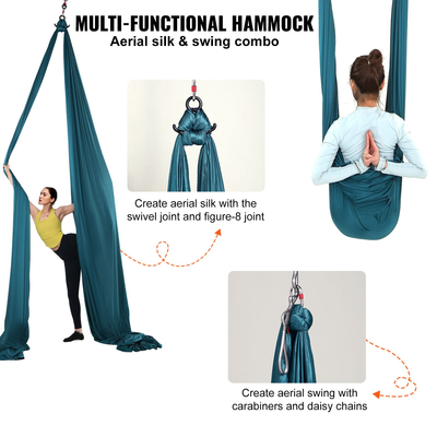 VEVOR Aerial Silk &amp; Yoga Swing, 8,7 Yards, Aerial Yoga Hammock Kit με 100gsm Nylon Fabric, Full Rigging Hardware &amp; Easy Set-up Guide, Antigravity Flying for All Levels Fitness Bodybuilding, Green