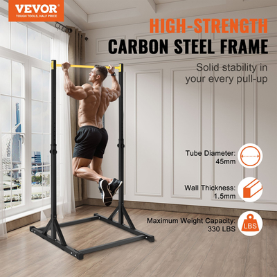 VEVOR Power Tower Dip Station, ρυθμιζόμενο ύψος 8 επιπέδων Stand Bar Pull Up, Πολυλειτουργικός εξοπλισμός προπόνησης δύναμης, Home Gym Fitness Dip Bar Station, χωρητικότητα βάρους 330 LBS, Μαύρο &amp; κίτρινο