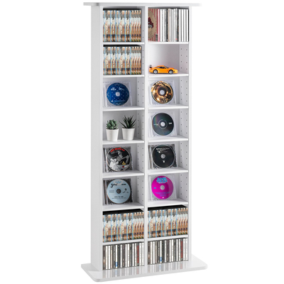 VEVOR Media Storage Cabinet 8 επιπέδων Ρυθμιζόμενα ράφια DVD χωρητικότητας 464 CD Λευκό