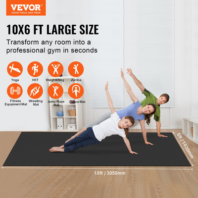 VEVOR Exercise Mat, αντιολισθητικό χαλάκι γιόγκα, γυμναστήριο, πιλάτο, γυμναστήριο (10x6 πόδια)