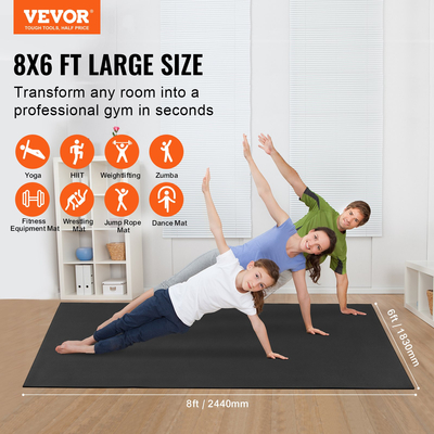 VEVOR Exercise Mat, αντιολισθητικό χαλάκι γιόγκα, γυμναστήριο, πιλάτο, γυμναστήριο (8x6 πόδια)