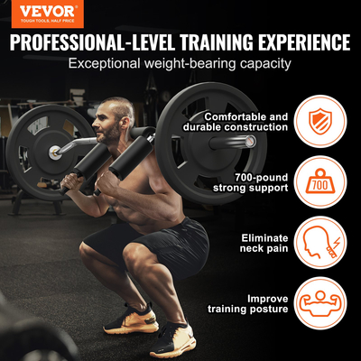 VEVOR Safety Squat Bar, 700 LBS Fitness Squat Bar, Safety Squat Bar Attachment with Shoulder and Arm Pads, 28mm Weight Bar, Ιδανικό για μπροστινά Squat, Lunges, Rehab, Φυσικοθεραπεία
