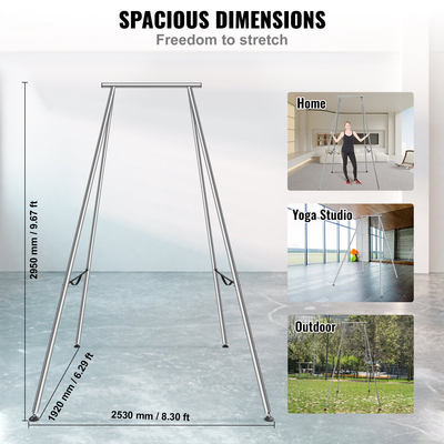 Πλαίσιο VEVOR Aerial Yoga, 9,67 πόδια ύψους 9,67 ποδιών, Μέγιστο 551,15 λίβρες Φόρτωση επιχρωμιωμένου χαλύβδινου σωλήνα Inversion Yoga Swing Stand Yoga Rig Yoga Sling Inversion Εξοπλισμός για Aerial Yoga εσωτερικού χώρου