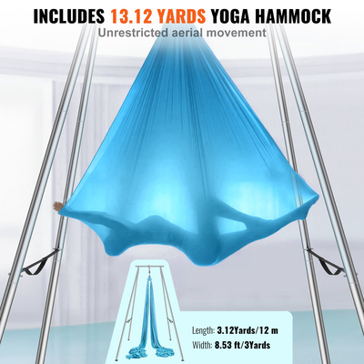 VEVOR Aerial Yoga Frame &amp; Yoga Hammock, Professional Yoga Stand Swing ύψους 9,67 ποδιών συνοδεύεται από εναέρια αιώρα 13,1 Yards, Μέγιστη χωρητικότητα φορτίου 551,15 lbs Εξέδρα γιόγκα για εσωτερικούς εξωτερικούς χώρους Aerial Yoga, μπλε